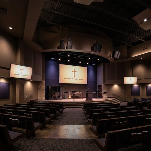 Alabama church sound system and projector installation